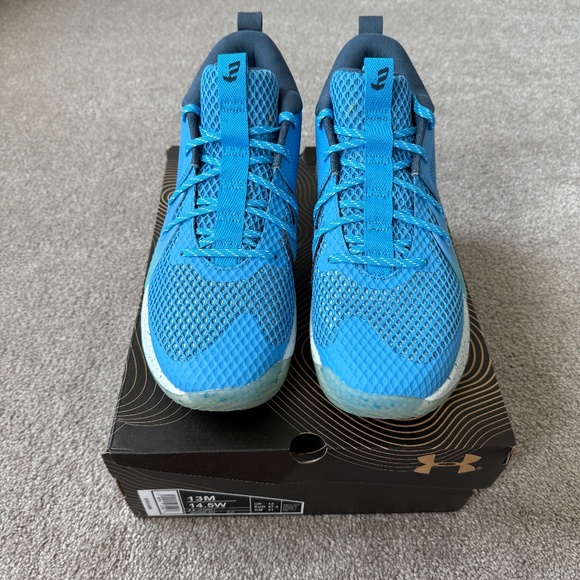 NEW with Flaws Under Armour Men's Embiid One 23.11.3 Blue and White Sneakers 13 - Picture 1 of 8